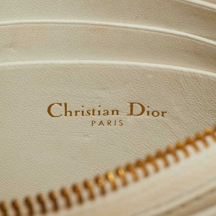 Pre Owned Dior Caro Every Dior Off White Cannage Leather Pouch