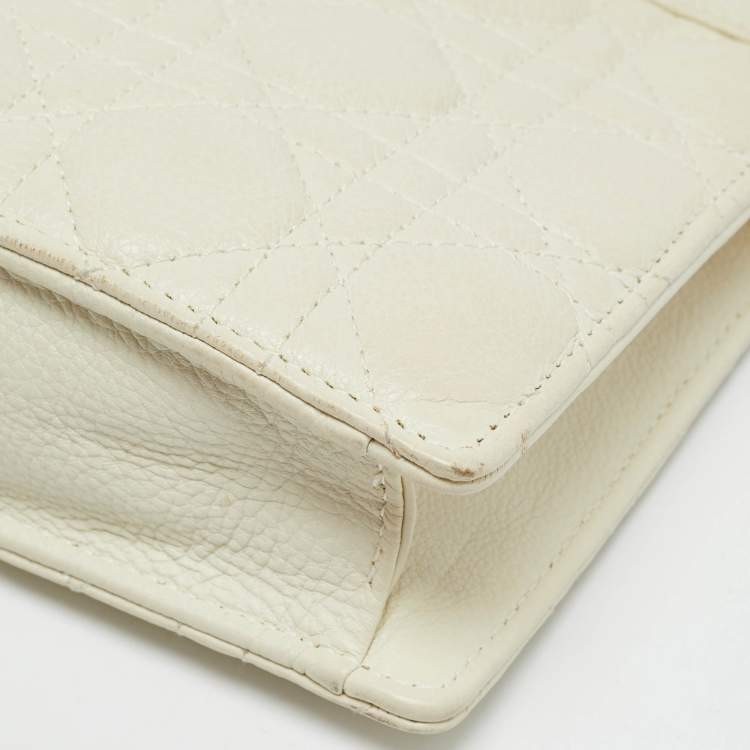 Pre Owned Dior Caro Every Dior Off White Cannage Leather Pouch