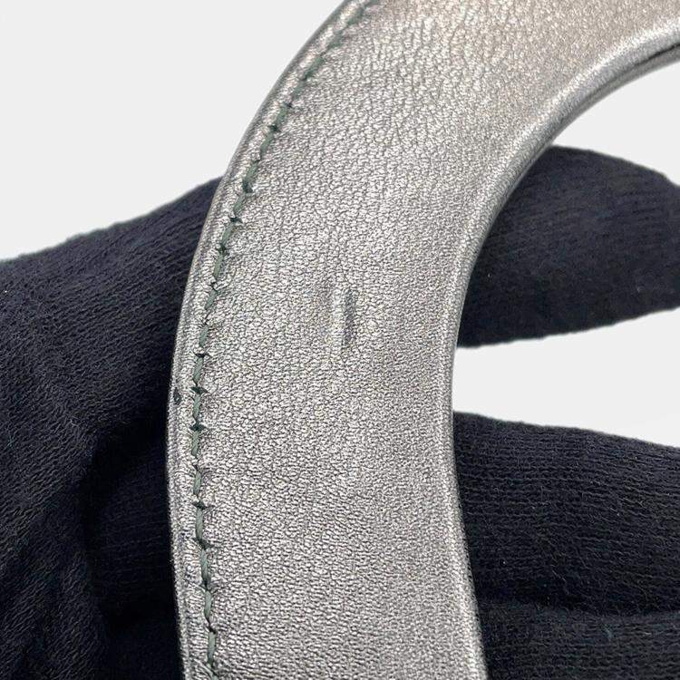 Pre Owned Dior My ABCDior Lady Dior Cannage Small Metallic Gray Lambskin Leather Top Handle Bag