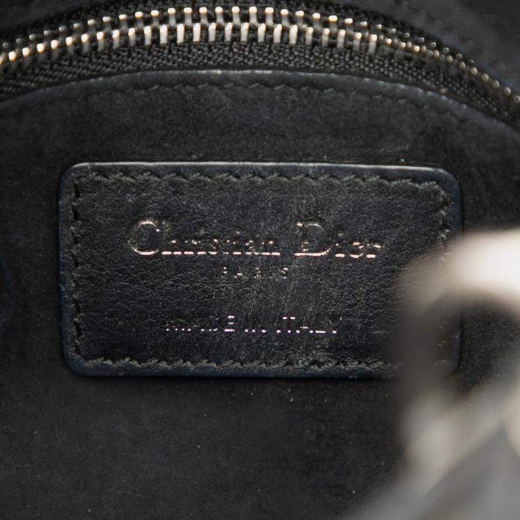 Pre Owned Dior Black Mini Calfskin Cannage Studded Flower Lady Dior