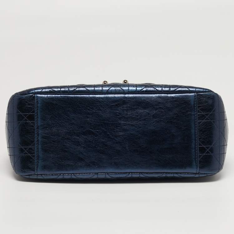 مملوكة مسبقًا Dior Miss Dior Chain Metallic Blue Cannage Aged Leather Flap Bag