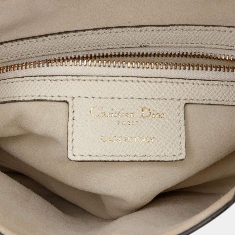 Pre Owned Dior White Grained Calfskin Saddle Bag