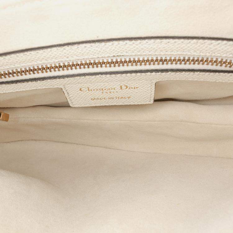 Pre Owned Dior White Grained Calfskin Saddle Bag