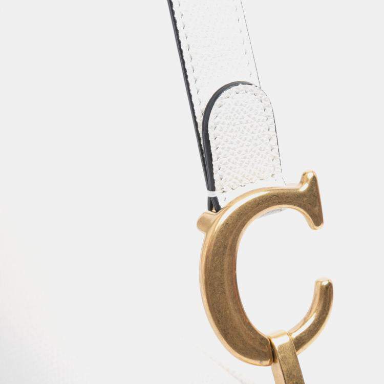 Pre Owned Dior White Grained Calfskin Saddle Bag