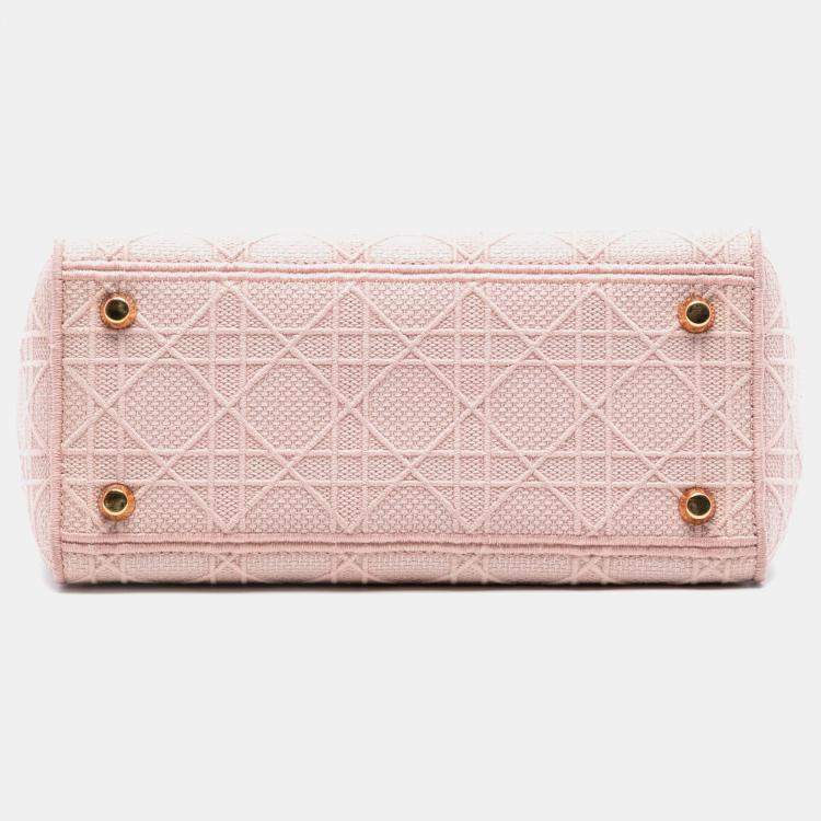 Pre Owned Dior Pink Medium Canvas Cannage Lady D Lite