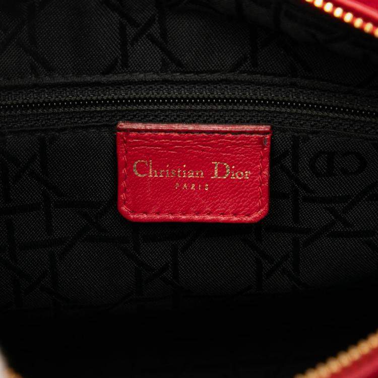 Pre Owned Dior Red Medium Lambskin Cannage Lady Dior