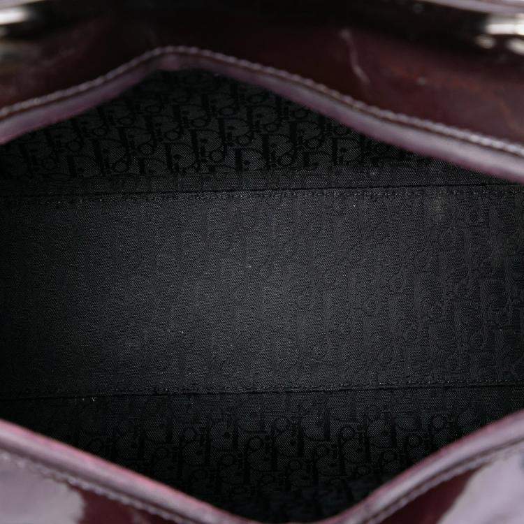 Pre Owned Dior Purple Large Patent Cannage Lady Dior