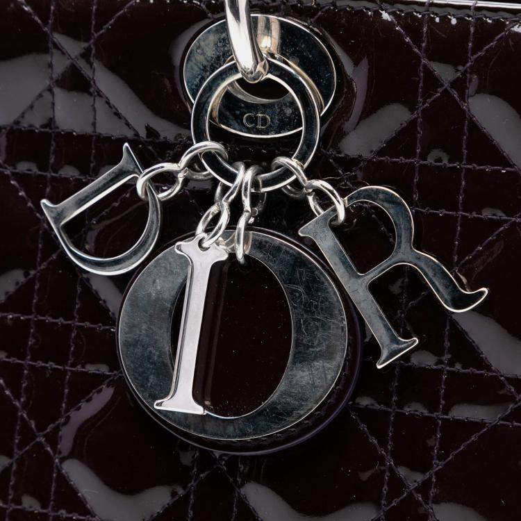 Pre Owned Dior Purple Large Patent Cannage Lady Dior