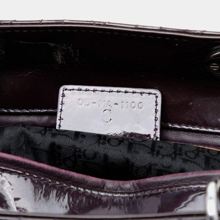 Pre Owned Dior Purple Large Patent Cannage Lady Dior