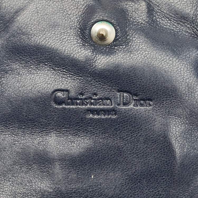 Pre Owned Dior Rendezvous Navy Blue Cannage Leather Wallet on Chain