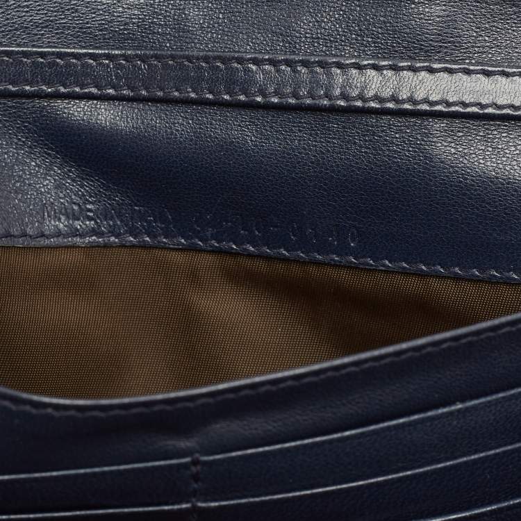 Pre Owned Dior Rendezvous Navy Blue Cannage Leather Wallet on Chain