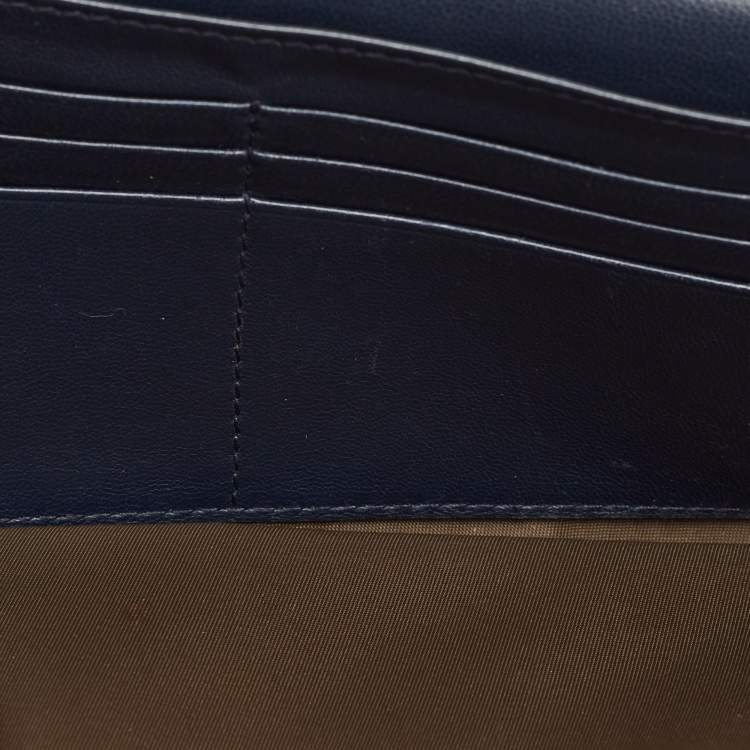 Pre Owned Dior Rendezvous Navy Blue Cannage Leather Wallet on Chain