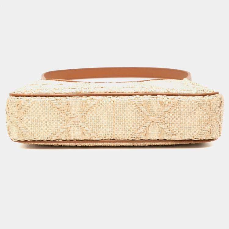 Pre Owned Dior Brown Mini Raffia Macrocannage 30 Montaigne Avenue Hobo