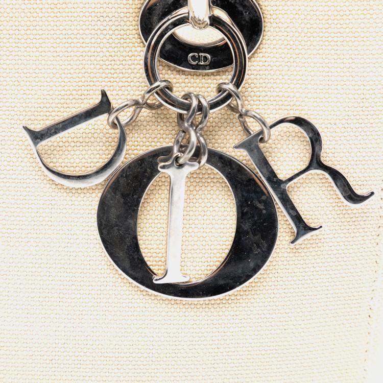 Pre Owned Dior White Medium Canvas Lady Dior