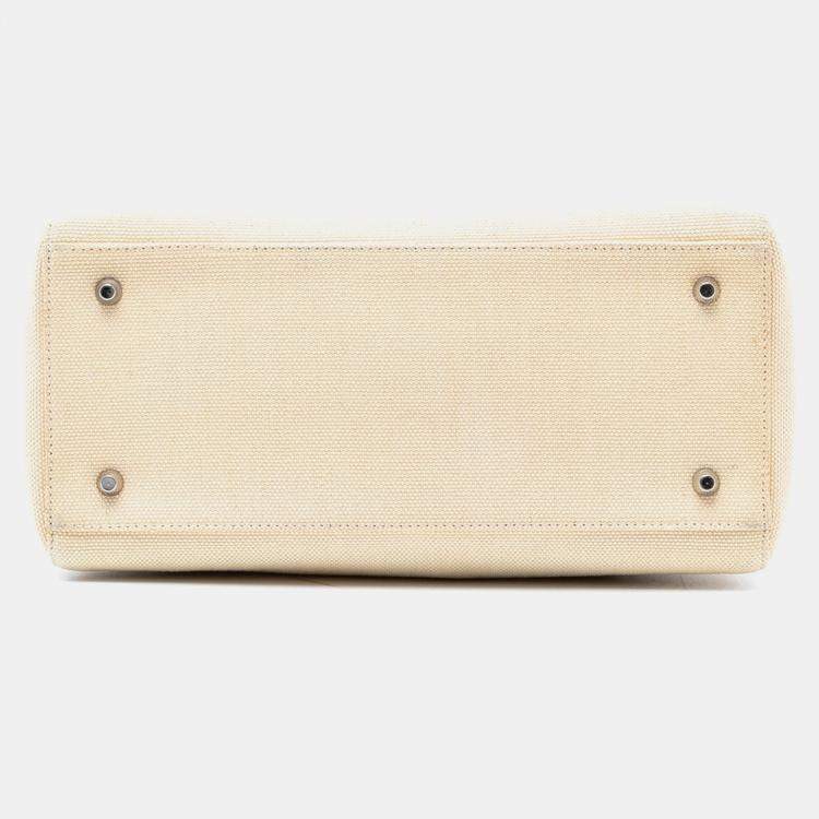 Pre Owned Dior White Medium Canvas Lady Dior