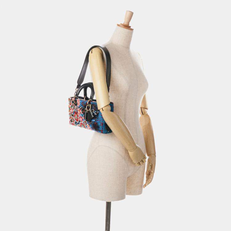 Pre Owned Dior Blue Medium Beaded Ribbon Embroidered Floral Lady D Joy