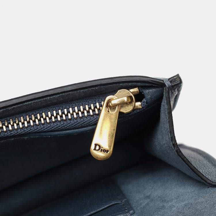 Pre Owned Dior Blue Leather Saddle Belt Bag