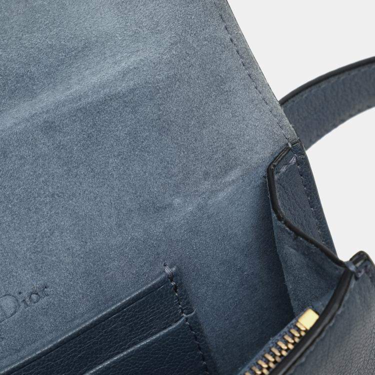 Pre Owned Dior Blue Leather Saddle Belt Bag