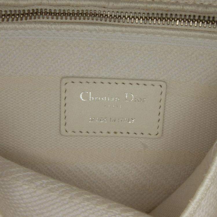 Pre Owned Dior White Medium Canvas Cannage Lady D Lite