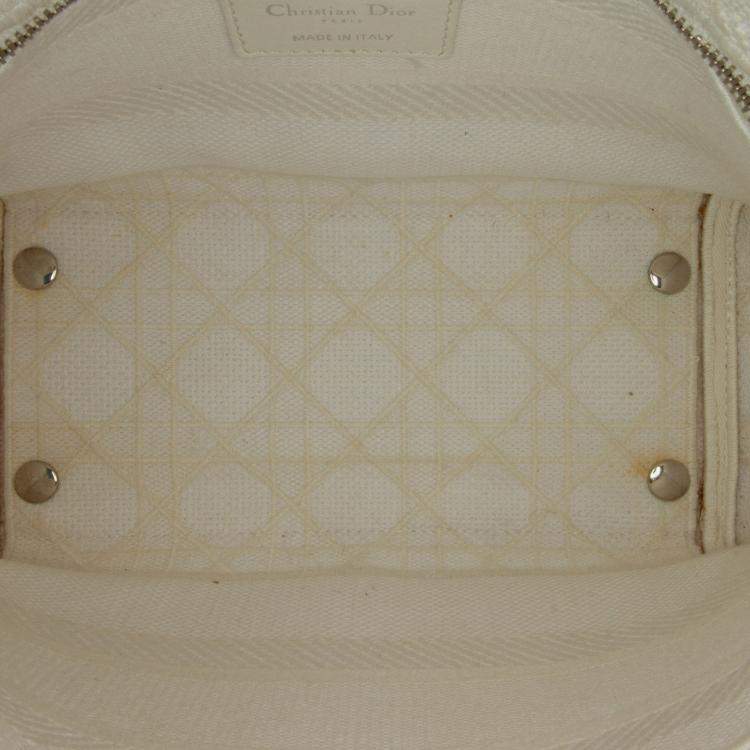 Pre Owned Dior White Medium Canvas Cannage Lady D Lite