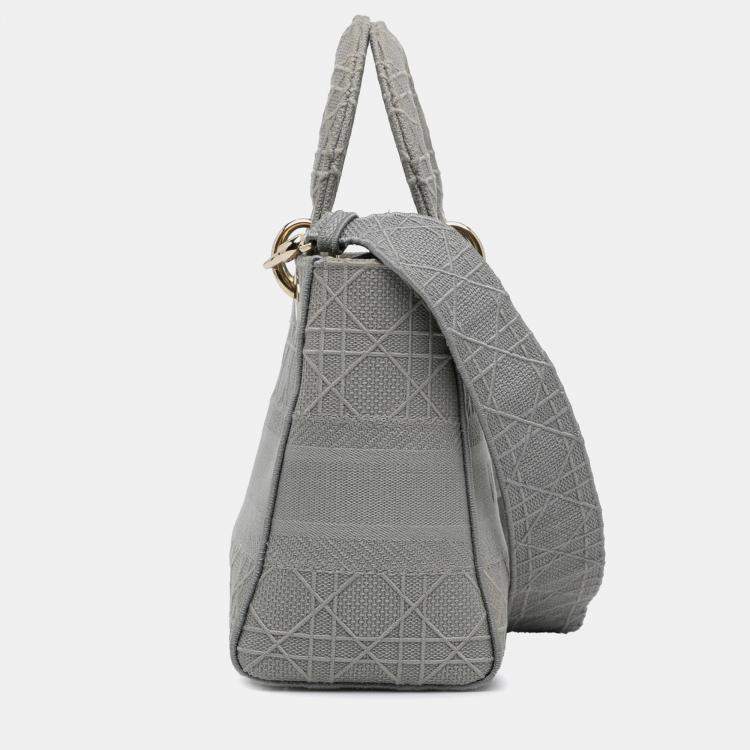 Pre Owned Dior Grey Medium Canvas Cannage Lady D Lite