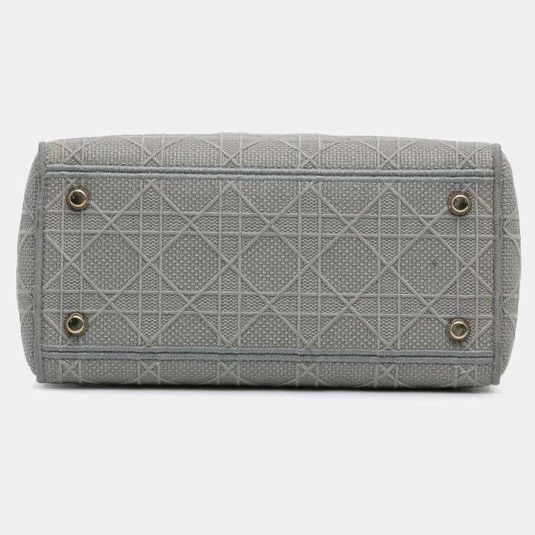 Pre Owned Dior Grey Medium Canvas Cannage Lady D Lite