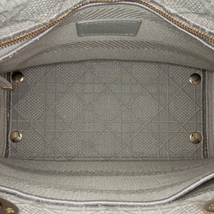 Pre Owned Dior Grey Medium Canvas Cannage Lady D Lite