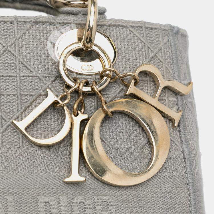 Pre Owned Dior Grey Medium Canvas Cannage Lady D Lite