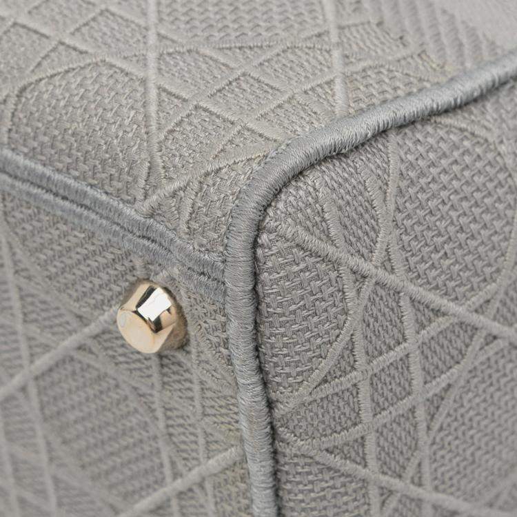 Pre Owned Dior Grey Medium Canvas Cannage Lady D Lite