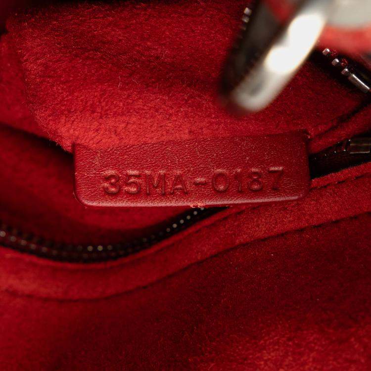 Pre Owned Dior Red Mini Embossed Calfskin Cannage Studded Flower Lady Dior