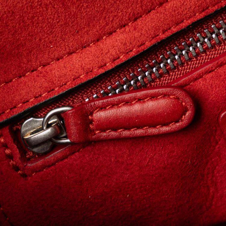 Pre Owned Dior Red Mini Embossed Calfskin Cannage Studded Flower Lady Dior