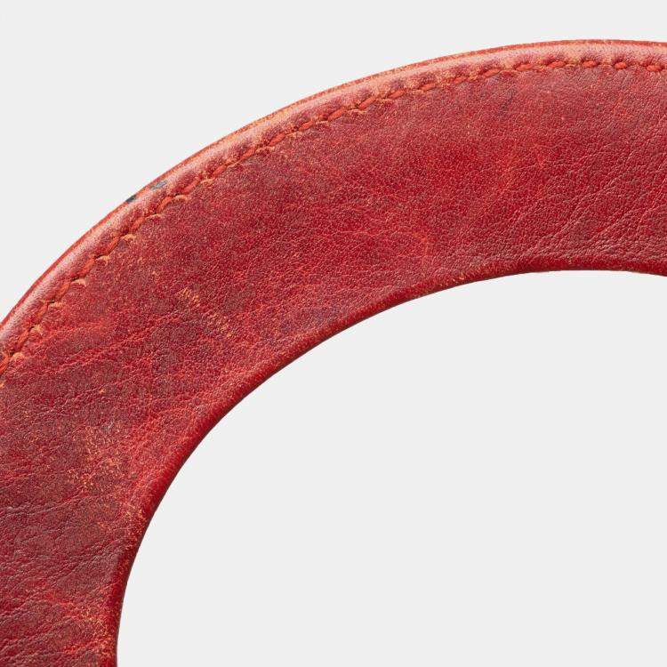 Pre Owned Dior Red Mini Embossed Calfskin Cannage Studded Flower Lady Dior