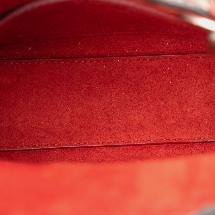 Pre Owned Dior Red Mini Embossed Calfskin Cannage Studded Flower Lady Dior