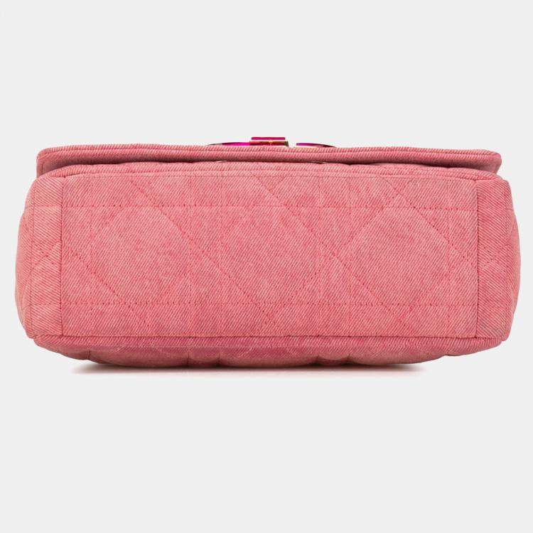 Pre Owned Dior Pink Medium Denim Macrocannage Caro Bag