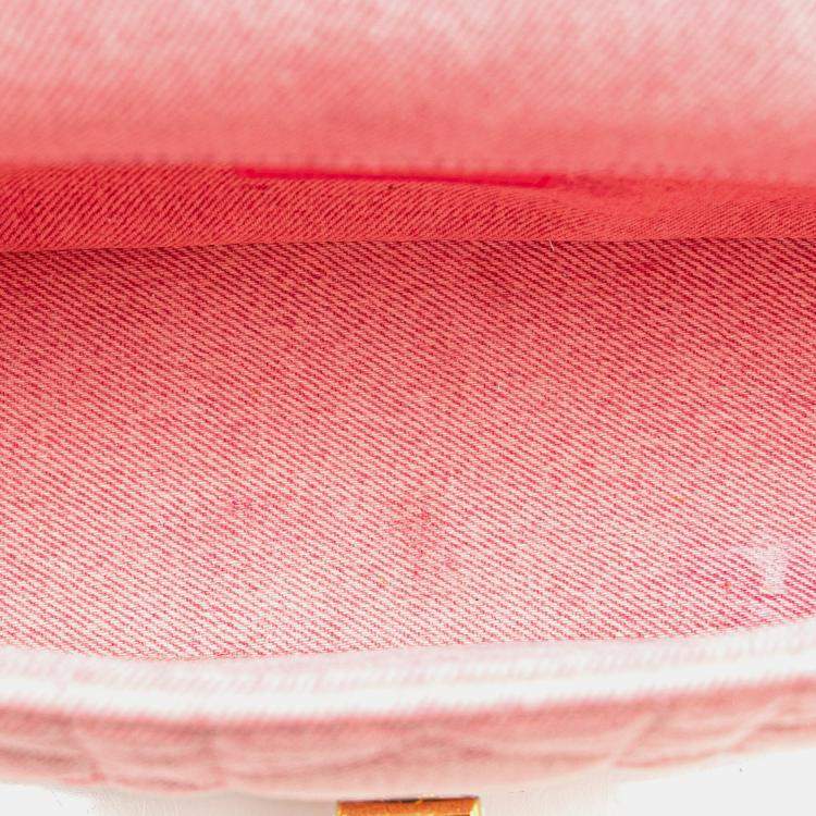 Pre Owned Dior Pink Medium Denim Macrocannage Caro Bag