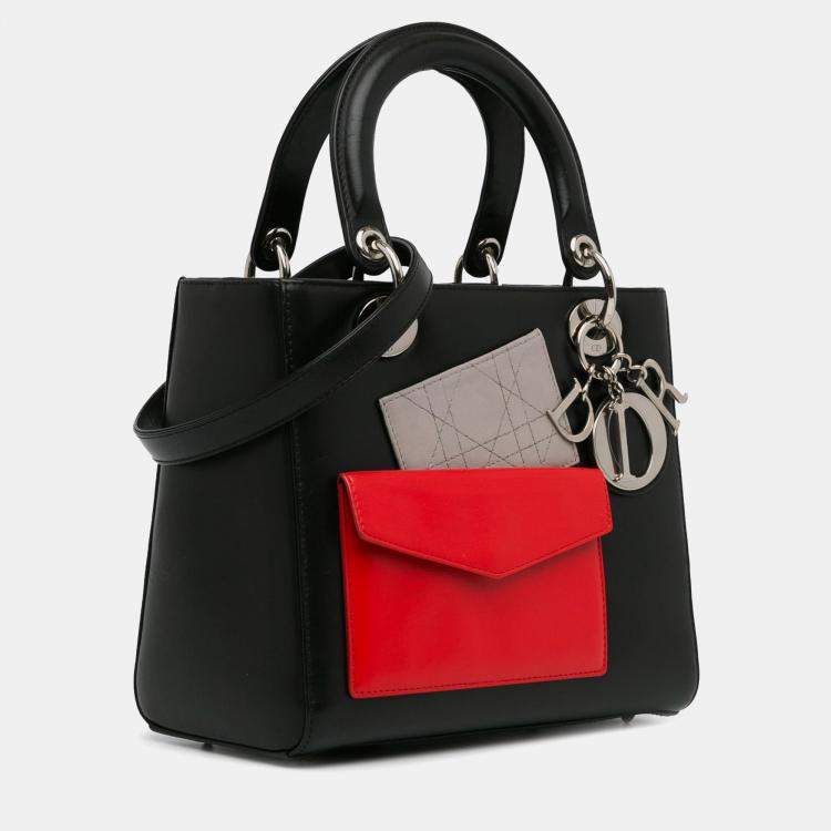 Pre Owned Dior Black Medium Calfskin Pockets Lady Dior