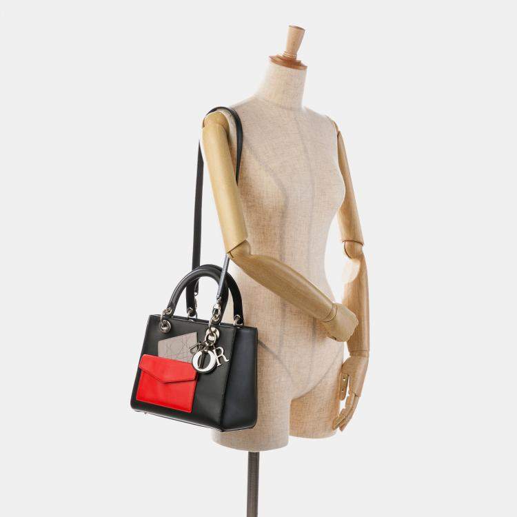 Pre Owned Dior Black Medium Calfskin Pockets Lady Dior