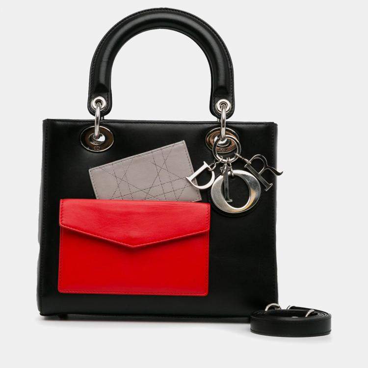 Pre Owned Dior Black Medium Calfskin Pockets Lady Dior
