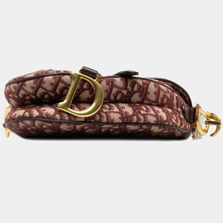 Pre Owned Dior Red Mini Oblique Canvas Saddle Bag