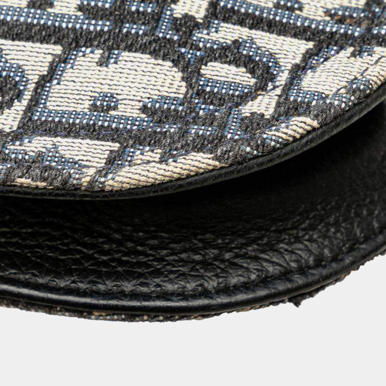Pre Owned Dior Blue Oblique Canvas Saddle Messenger Bag