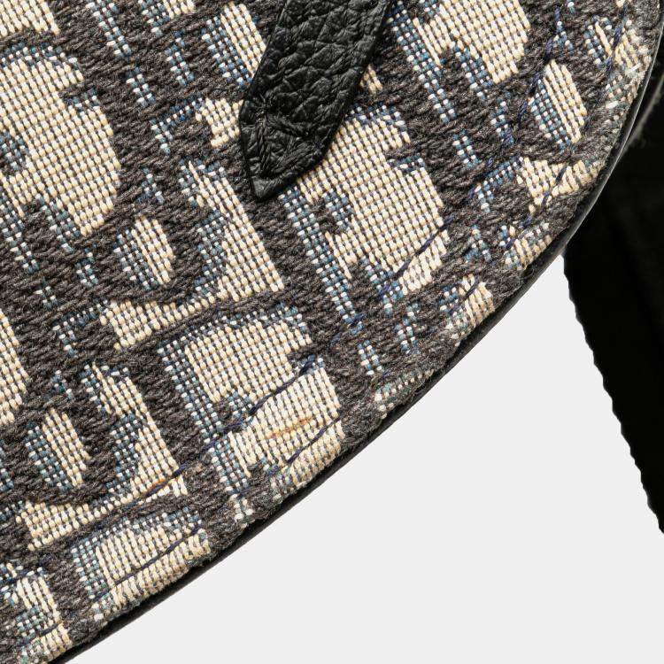 Pre Owned Dior Blue Oblique Canvas Saddle Messenger Bag