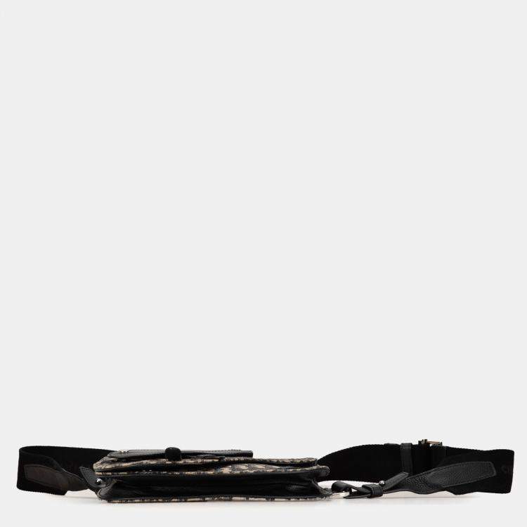 Pre Owned Dior Blue Oblique Canvas Saddle Messenger Bag