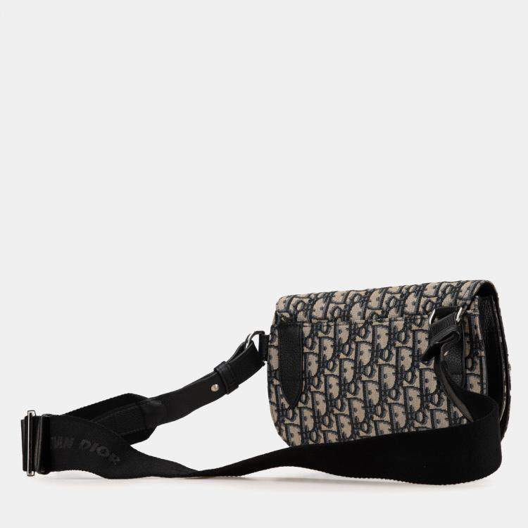 Pre Owned Dior Blue Oblique Canvas Saddle Messenger Bag