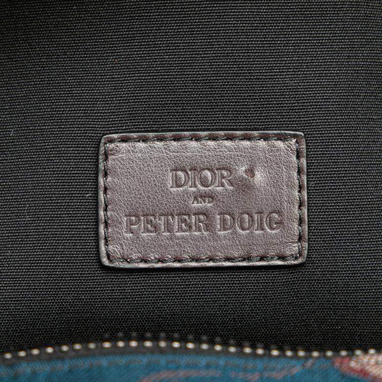Pre Owned Dior Brown Peter Doig Denim Camouflage Soft Saddle Bag