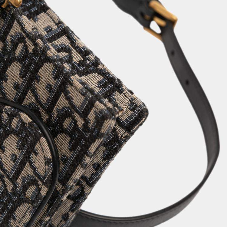 Pre Owned Dior Blue Oblique Canvas Saddle Belt Bag