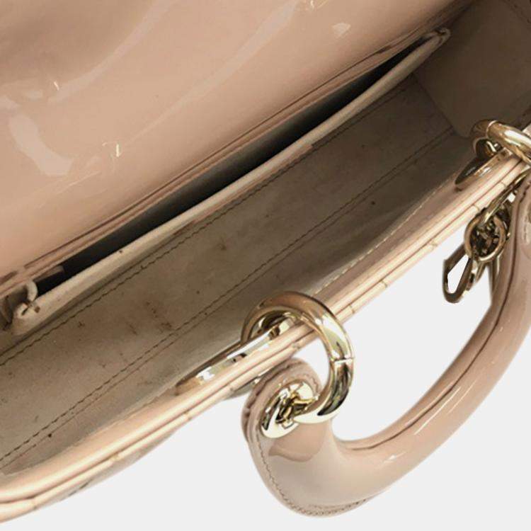 Pre Owned Dior Brown Small Patent Cannage Lady D-Joy