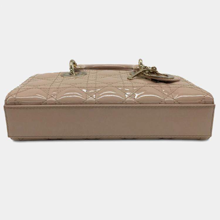 Pre Owned Dior Brown Small Patent Cannage Lady D-Joy