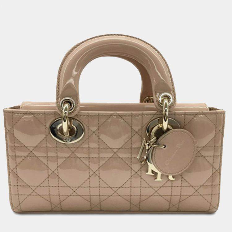 Pre Owned Dior Brown Small Patent Cannage Lady D-Joy