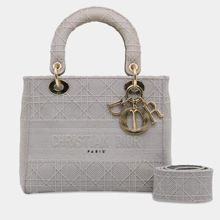 Pre Owned Dior Medium Canvas Cannage Lady D Lite