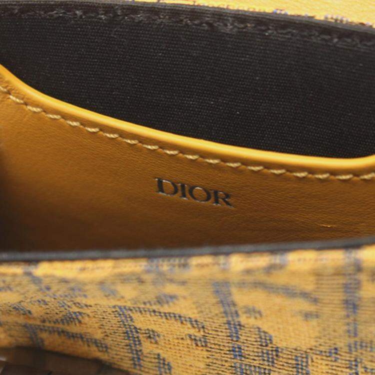 Pre Owned Dior Yellow Nano Oblique Lock Pouch Crossbody